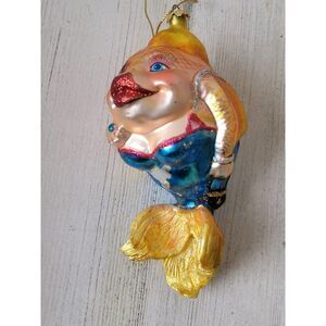 Vintage December diamonds‎ Goldie fish blown glass ornament Xmas decor